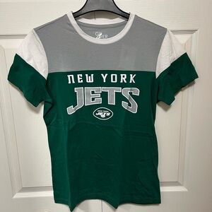 G-III Official NFL New York Jets Women's Green & Gray Short Sleeve Tee | Size LG